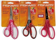 Comfort Grip Scissors Fiskars Stainless Steel Blade Lot of 3 New