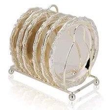HERCHR 6 Pezzi Piattino Pane Argento,Piattini Pane Sottobottiglia Set (Z8o)