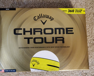 CALLAWAY CHROME TOUR 360 YELLOW STRIPE 2026 GOLF BALL DOZEN