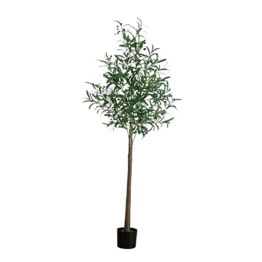 6-FT Artificial Olive Tree with 200 Warm White LED Lights, Faux Olive Tree