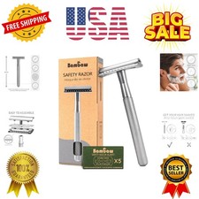 Double Edge Safety Razor for Men Women, Metal Razor with 5 Double Edge Safe...