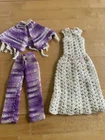 Vintage Barbie Clone Crochet Dress Pants Shawl Purple 11in Doll Outfit Handmade