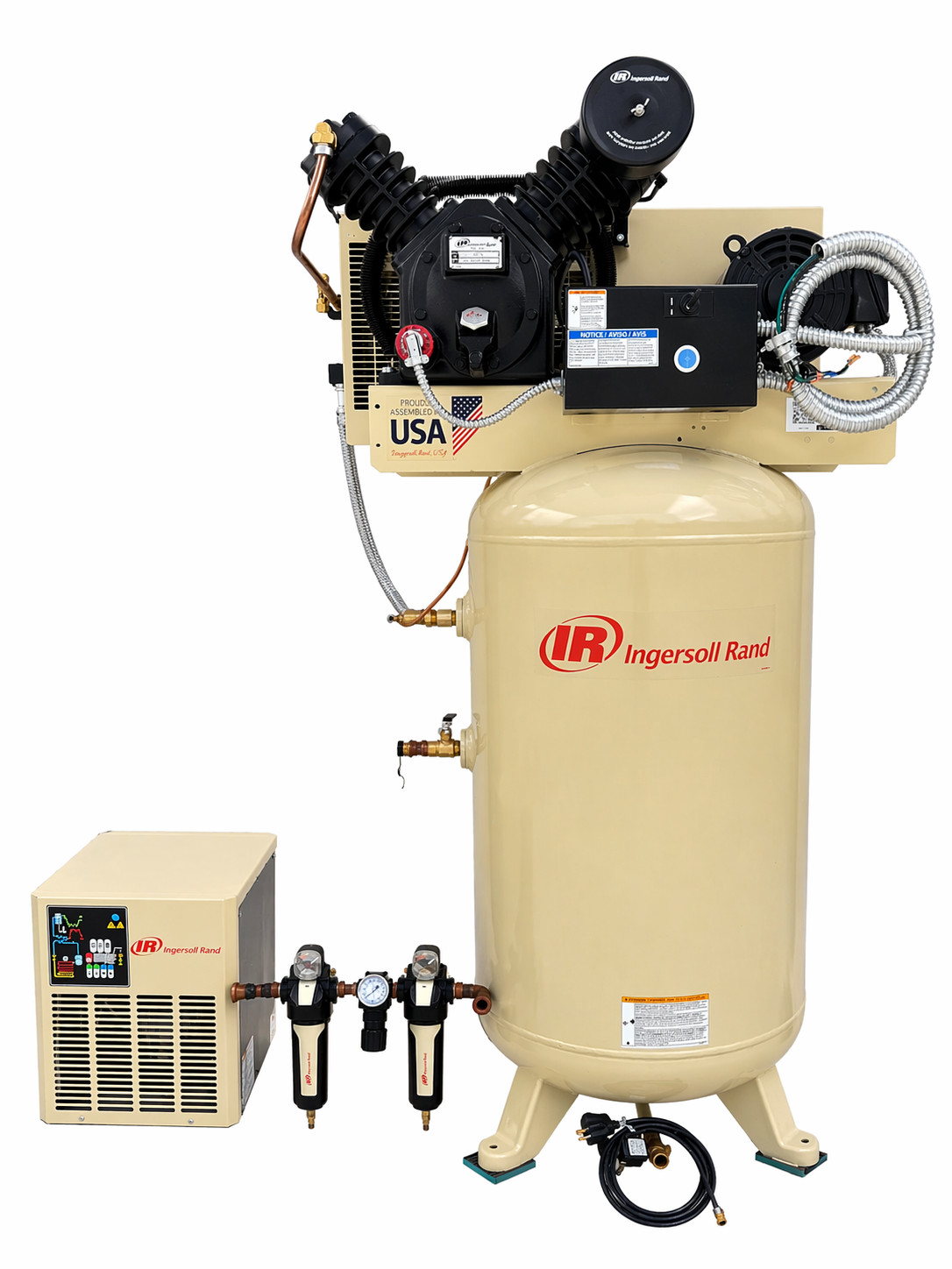 Ingersoll Rand 2475 24cfm@90psi 7.5hp Two Stage 230v 3ph 80 Gal Air Compressor