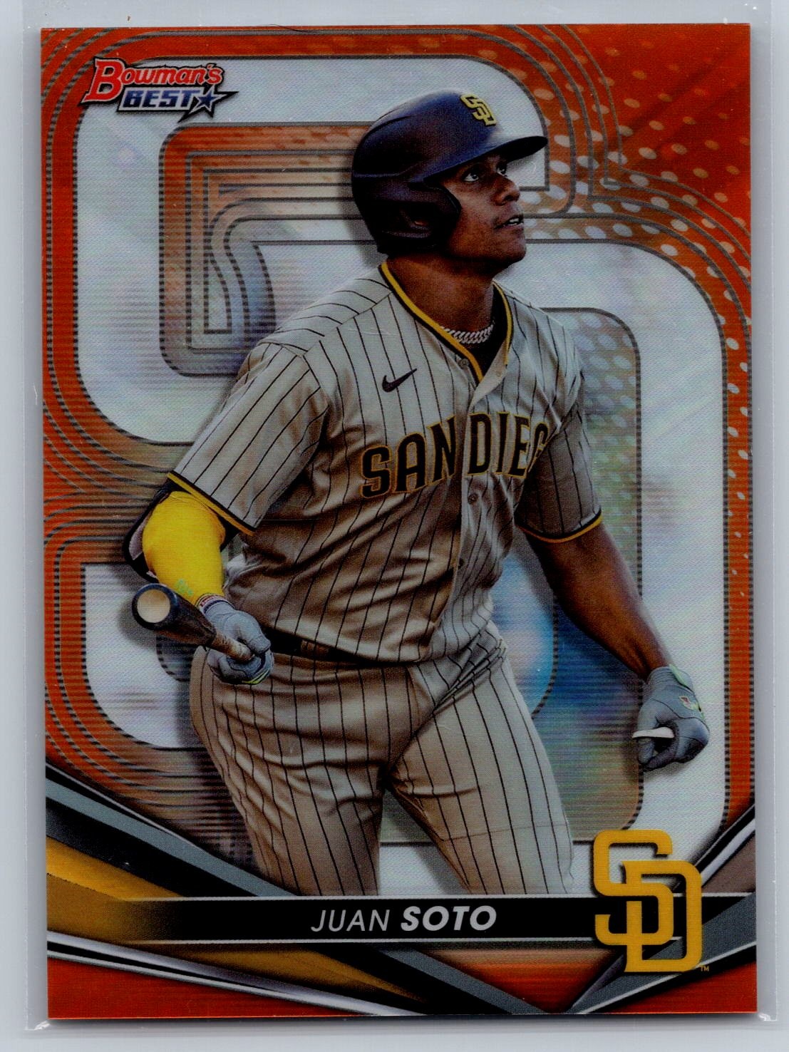 2022 Bowman's Best #27 Juan Soto Orange Refractor #/25