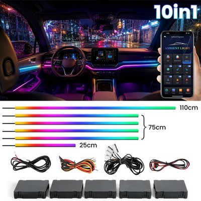 6-14x Auto RGB LED Symphony Innenraumbeleuchtung Ambientebeleuchtung App