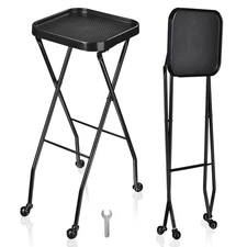 Salon Folding Rolling Tray Station Beauty Trolley Storage Cart For Barber Shop