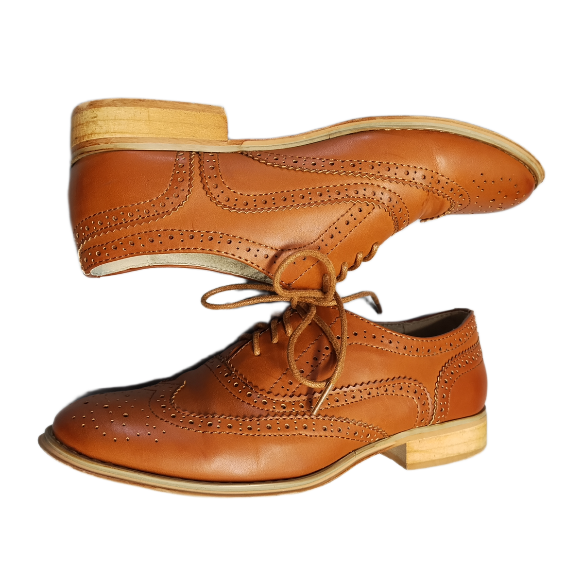 women's brown dress shoes low heel Gloria Edwardian Shoes (Walnut) 6.5