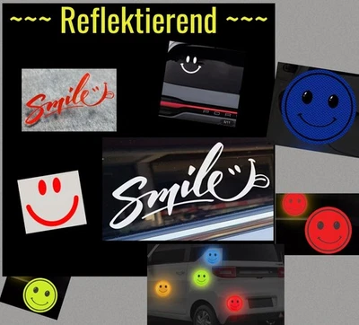 Smile Autoaufkleber Signalaufkleber reflektierend Reflektor Sicherheit Kinder - Bild 1 von 4