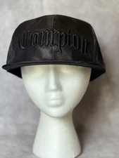 VTG 90’s New Compton Snapback Black Hat Cap Adjustable Old English Embroidery