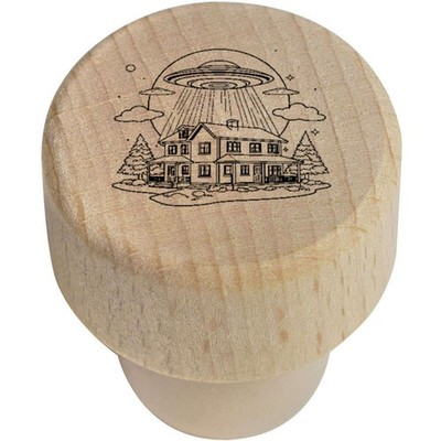 Flaschenverschluss / Korken aus Holz 19 mm ''UFO Beaming up a House'' (BS00034810)