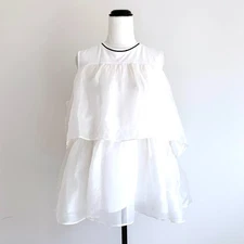MA MAUD M A DAINTY  white silk cotton organza layered tiered tank top sz 10