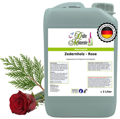 Massageöl Zedernholz-Rose Paraffinölbasis | warm holzig | Profi Massageöl vegan