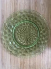VTG Jeannette Depression Uranium Green Glass Cube Cubist 8" Luncheon Plate Glows