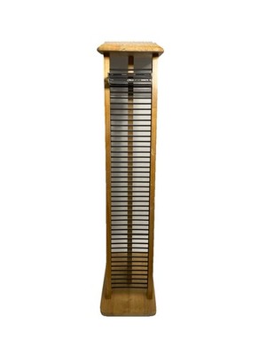 Vintage Wood CD DVD Storage Tower | Holds 44 Discs Freestanding 33”