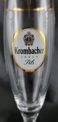Vintage Krombacher Pilsner Beer Glass Flute 8.5in Lot of 5