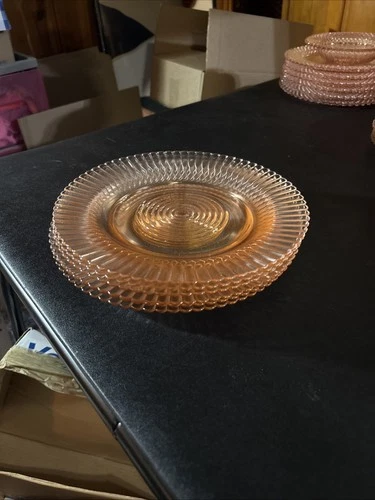 Set Of 6 MacBeth-Evans Petalware pink depression Luncheon 9”glass plates