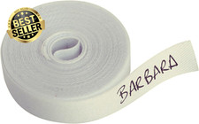 Iron-On Fabric Name Labels 3M x 1cm White Cotton Tape for Clothes School Nursery