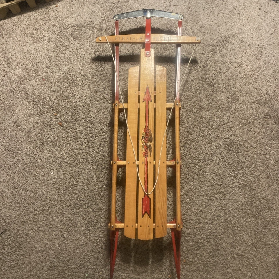 Flexible Flyer II Wooden Snow Sled Vintage 52” with Metal Runners Winter F652 - Image 2 of 4