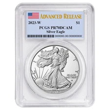 2023-W Proof $1 American Silver Eagle PCGS PR70DCAM AR Flag Label