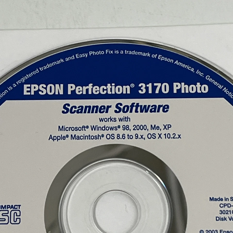 Epson Perfection 3170 Photo Scanner Software CD Windows Mac OS XP 2000 98 - Image 3 of 4