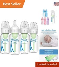 Natural Flow 4 oz Baby Bottle Pack - Anti-Colic with Level 1 Slow Flow Nipples