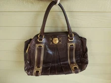 Vintage Marc Jacobs Striped Hudson Leather Bag Brown Satchel Italy READ DESCR*