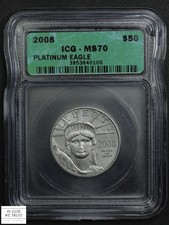2008 $50 Fifty Dollar Statue of Liberty 1/2 oz Platinum Eagle ICG MS 70 2570.00 per troy oz