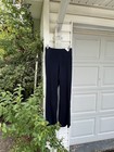 NWT Talbots Pretty Navy Linen Blend Side Zip Waist Button Detail Dress Pants 16W — photo 1