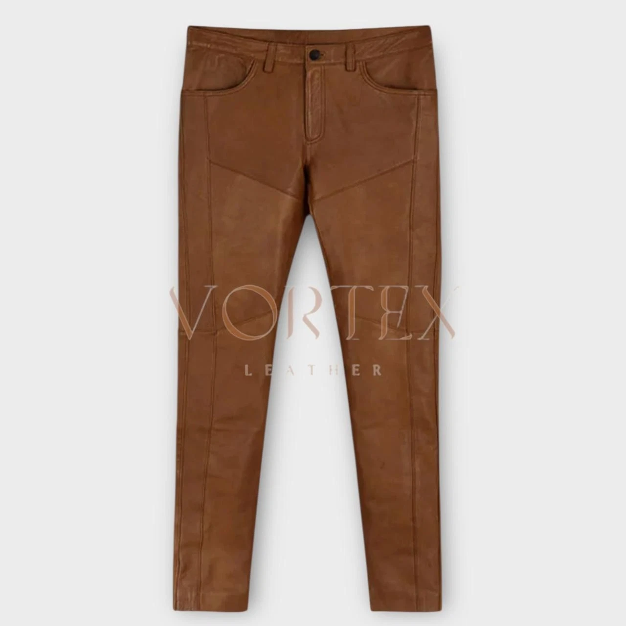 Men's Brown Leather Color Pant In Genuine Soft Lambskin Leather LGBT Pant