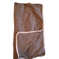 Carters Pink Brown Tiny Mini Polka Dot Circles Baby Girl Cotton Swaddle Blanket
