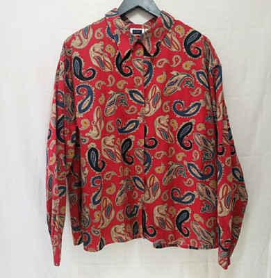 CST Sport 26W Crisp Rich Artistic Red Cotton Paisley Beautiful Blouse Shirt