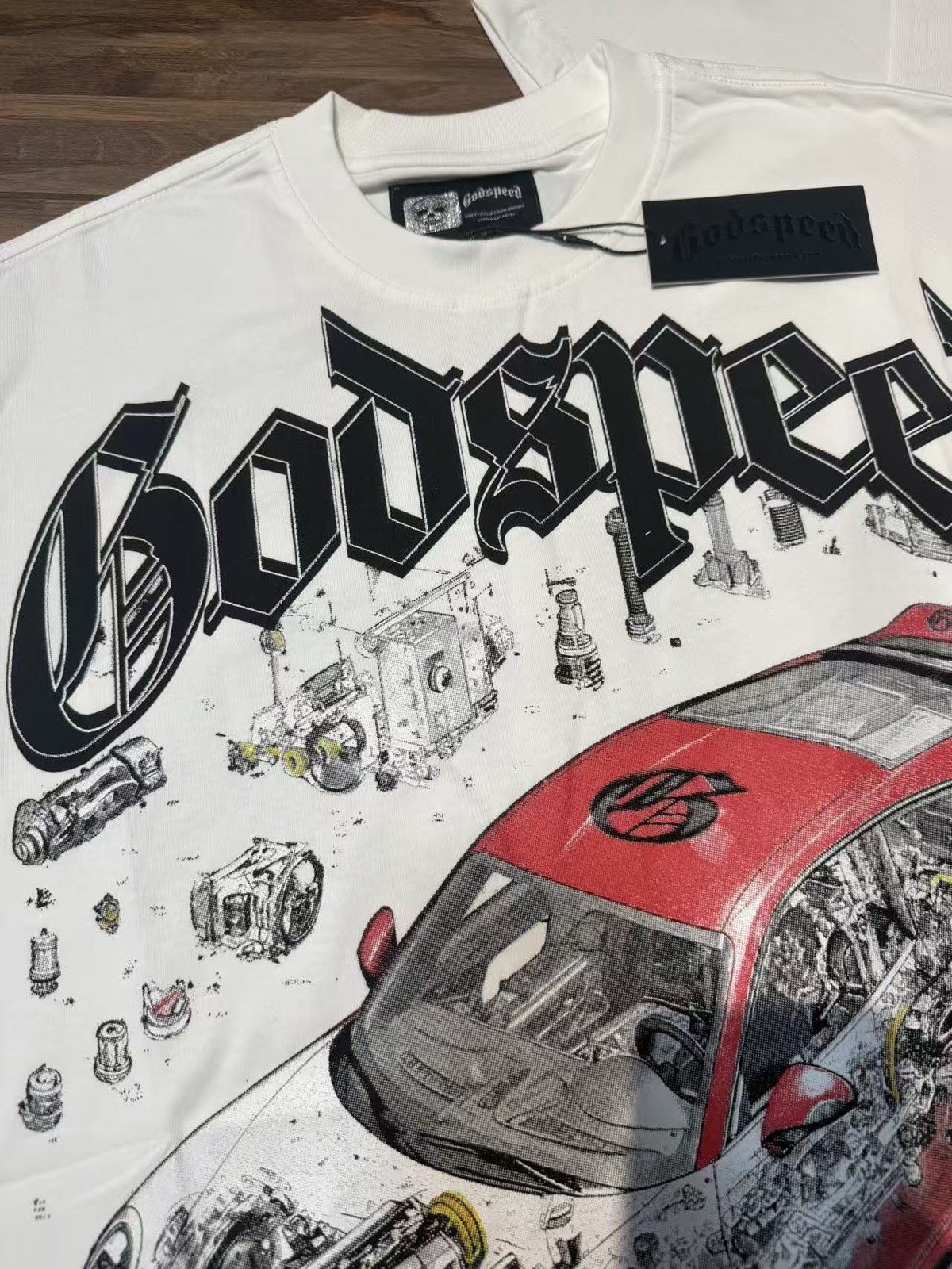Car Part Merch Brand New Godspeed Broken car parts print Tee Mens shorts Sleeve T ...
