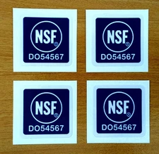 4 NSF Food Water Building Restaurant Electric 1"x1” Vinyl Sticker & Free US Flag