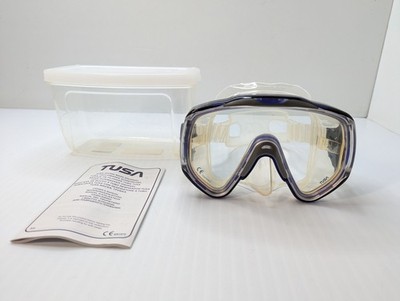 Tusa Visualator Tempered Goggles Scuba Diving Dive Adjustable Strap With Case 