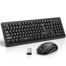 Wireless Keyboard and Mouse Combo, Full-Size Ergonomic Keyboard Optical Mous...