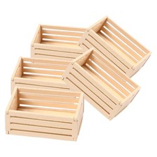  5 Pcs Puppenhaus-küchenaccessoires Winziger Picknickkorb Mini-Holzkisten
