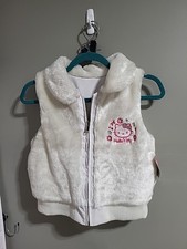 Sanrio Hello Kitty Reversible Vest Kids Large Cream Ivory Faux Fur New