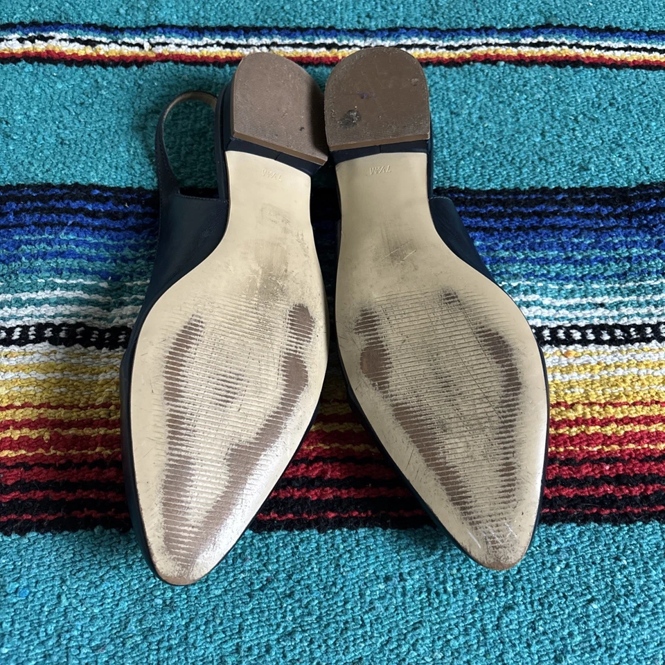 Talbots Zapatos Planos de Cuero Azul Marino Talla 7 Preppy Trabajo Oficina Foto 2 de 4