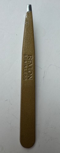Vintage Revlon Square Tip Micro Tweezers Gold Bronze Stainless Steel