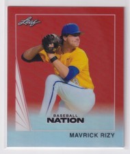 Mavrik Rizy 2026 Leaf Baseball Nation 1990 Mini #90B-66 Red Prismatic /5