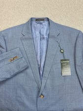 Lauren Ralph Lauren Blazer Mens 48S Blue Windowpane Ultraflex Silk Wool NWT