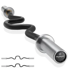 47" Super Curl Olympic Barbell - 400LB Capacity 4 Needle Bearing 2" Weight Bar