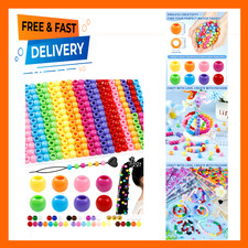 Acrylic Pony Beads 10x12mm Large Hole Bulk Pack 260 Pieces Mixed Colors for Hair