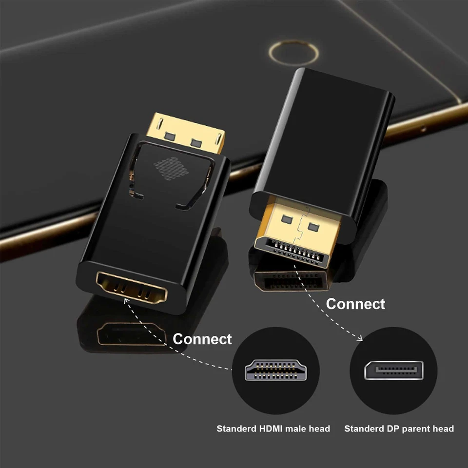 4K HD Display Port DP Male To HDMI Female Adapter Converter For 1080P HDTV PC G - Image 3 of 4