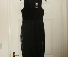 Ladies Boohoo Black Bronte Wrap Top Lace Skirt Midi Dress size UK 10  NEW