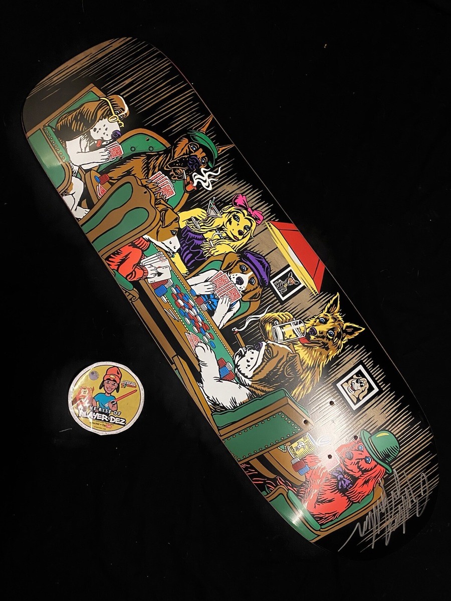 RARE SIGNED Rodney Mullen Poker Dogs Shaped Almost Skateboard Deck