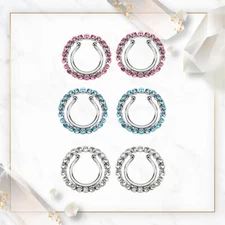 Paved Circle Crystal CZ Clip On Nipple Ring Pair Adjustable Non Piercing Jewelry