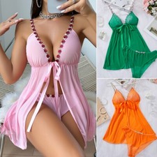 Babydoll Lingerie+Underwear Sexy Women's Nightwear Dress Lace Sleepwear G-string