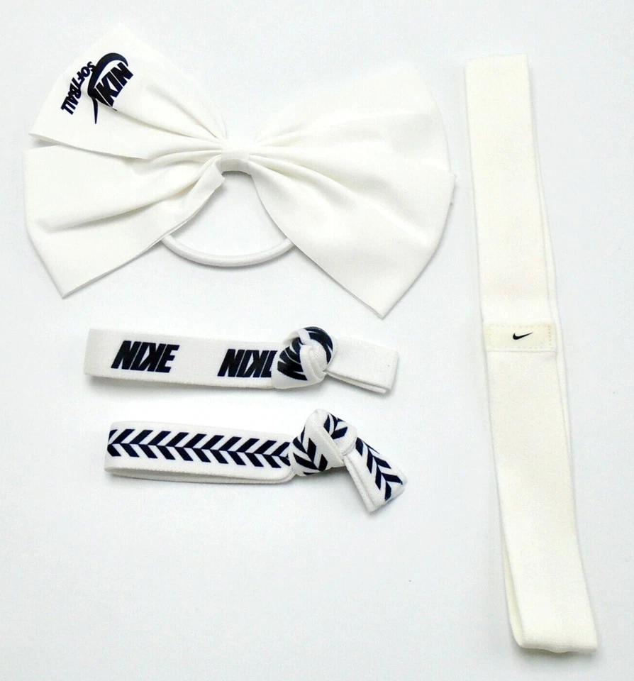 Nike Game Ready Ponytail Holder Bow Set Headband Softball Team - Image 3 of 4