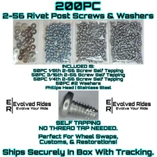 200PC 2-56 Screw Self Tap For 1/64 Scale Custom Restoration Hot Wheel & Other